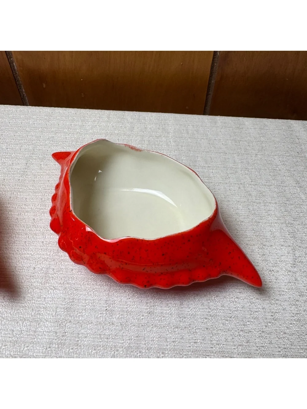 Vintage Red Crab Shell Ceramic Appetizer Dishes Set of 2 Coastal Seafood